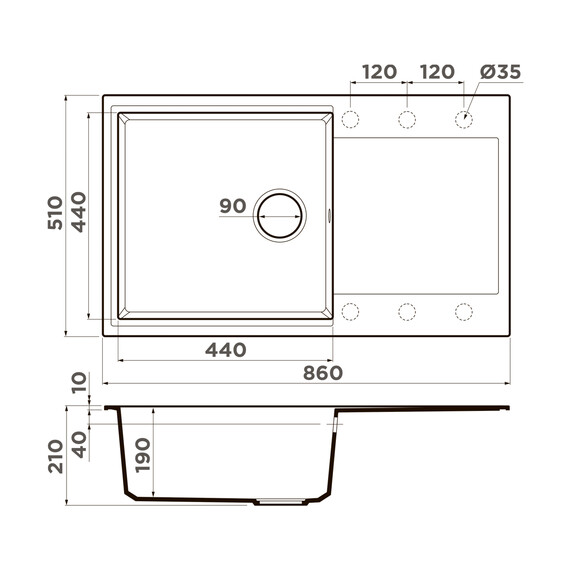 КУХОННАЯ МОЙКА OMOIKIRI DAISEN 86-BE ARTGRANIT/ВАНИЛЬ
