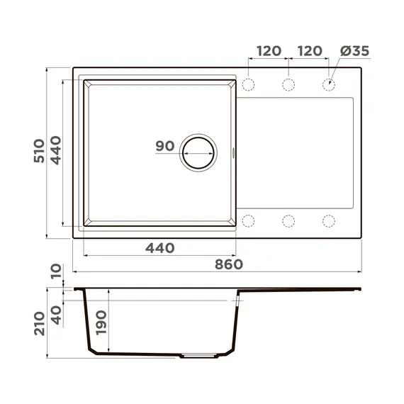 КУХОННАЯ МОЙКА OMOIKIRI DAISEN 86-PA ARTGRANIT/ПАСТИЛА