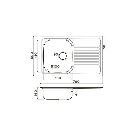 КУХОННАЯ МОЙКА OMOIKIRI KASHIOGAWA 79-IN НЕРЖ.СТАЛЬ/НЕРЖАВЕЮЩАЯ СТАЛЬ