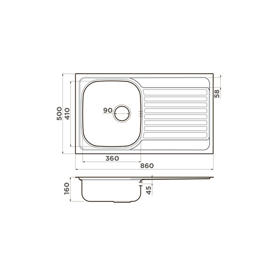 КУХОННАЯ МОЙКА OMOIKIRI KASHIOGAWA 86-IN НЕРЖ.СТАЛЬ/НЕРЖАВЕЮЩАЯ СТАЛЬ