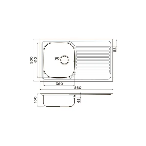 КУХОННАЯ МОЙКА OMOIKIRI KASHIOGAWA 86-IN НЕРЖ.СТАЛЬ/НЕРЖАВЕЮЩАЯ СТАЛЬ