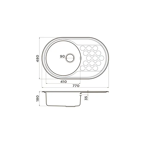 КУХОННАЯ МОЙКА OMOIKIRI KASUMIGAURA 77-IN НЕРЖ.СТАЛЬ/НЕРЖАВЕЮЩАЯ СТАЛЬ