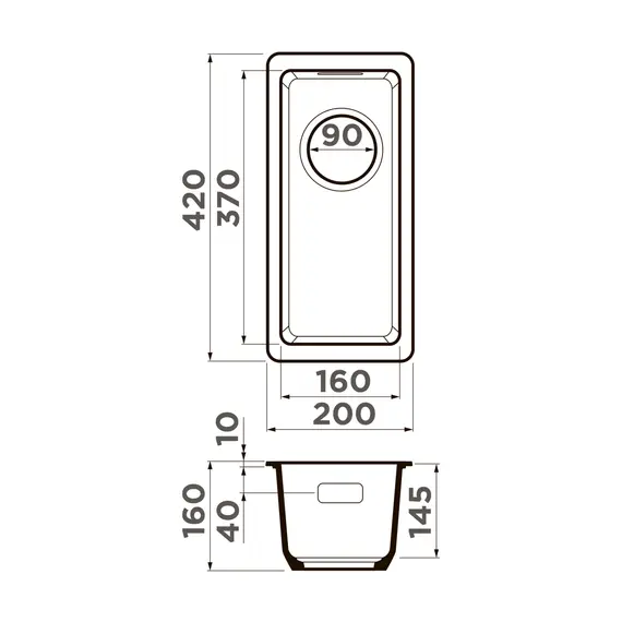 КУХОННАЯ МОЙКА OMOIKIRI KATA 20-U-DC ARTGRANIT/ТЕМНЫЙ ШОКОЛАД