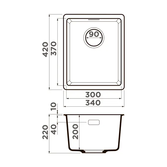 КУХОННАЯ МОЙКА OMOIKIRI KATA 34-U-BL ARTGRANIT/ЧЕРНЫЙ