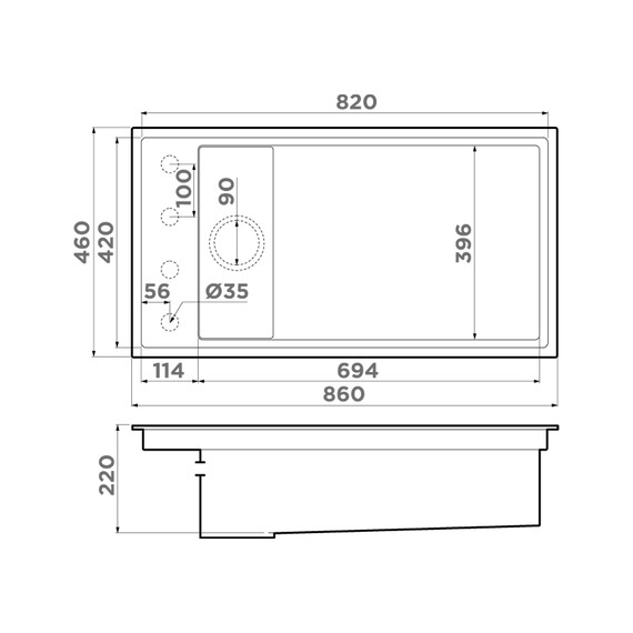 КУХОННАЯ МОЙКА OMOIKIRI KINARU 86-U/I-DO ARTCERAMIC/DEEP OCEAN