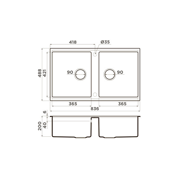КУХОННАЯ МОЙКА OMOIKIRI KITAGAWA 83-2-U-WH ARTCERAMIC/БЕЛЫЙ