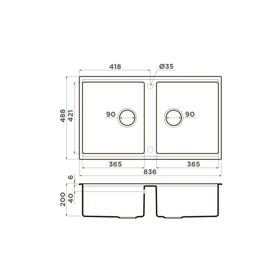 КУХОННАЯ МОЙКА OMOIKIRI KITAGAWA 83-2-U-WH ARTCERAMIC/БЕЛЫЙ