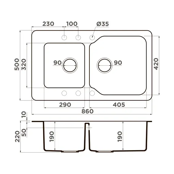 КУХОННАЯ МОЙКА OMOIKIRI MARU 86-2-BE TETOGRANIT/ВАНИЛЬ