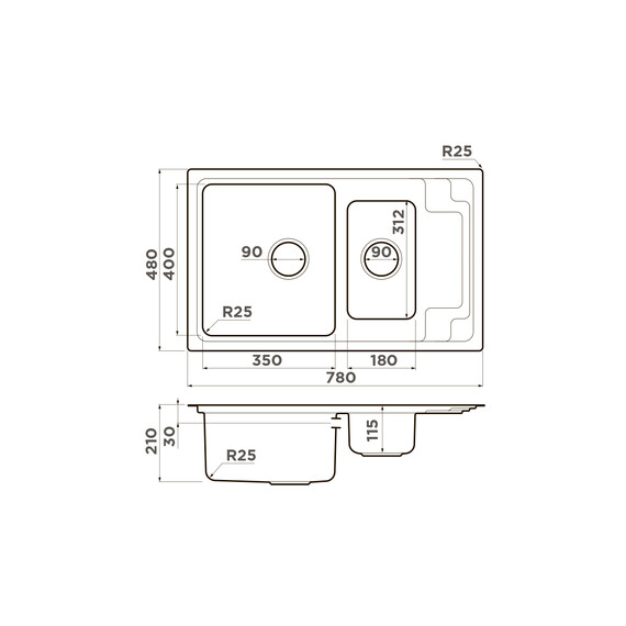 КУХОННАЯ МОЙКА OMOIKIRI MIZU 78-2-IN НЕРЖ.СТАЛЬ/НЕРЖАВЕЮЩАЯ СТАЛЬ