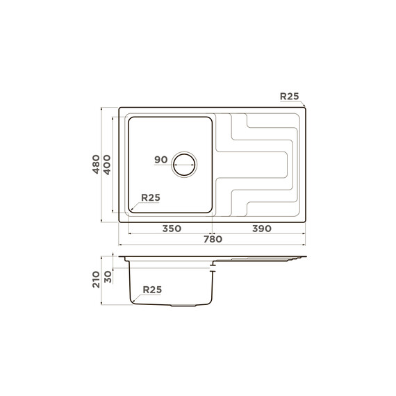 КУХОННАЯ МОЙКА OMOIKIRI MIZU 78-IN НЕРЖ.СТАЛЬ/НЕРЖАВЕЮЩАЯ СТАЛЬ