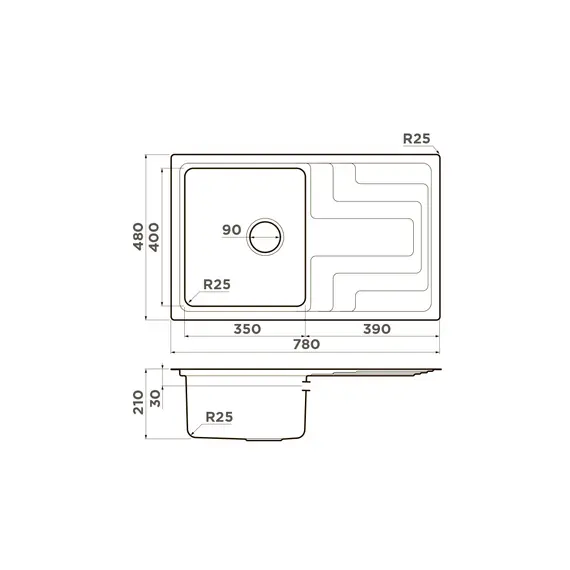 КУХОННАЯ МОЙКА OMOIKIRI MIZU 78-IN НЕРЖ.СТАЛЬ/НЕРЖАВЕЮЩАЯ СТАЛЬ