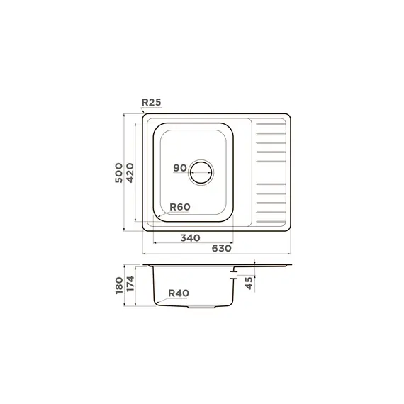 КУХОННАЯ МОЙКА OMOIKIRI SAGAMI 63-IN НЕРЖ.СТАЛЬ/НЕРЖАВЕЮЩАЯ СТАЛЬ