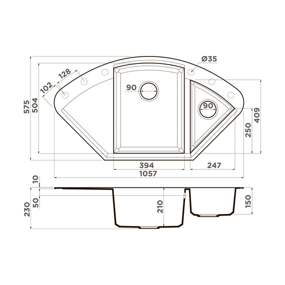 КУХОННАЯ МОЙКА OMOIKIRI SAKAIME 105C-GR TETOGRANIT/LENINGRAD GREY