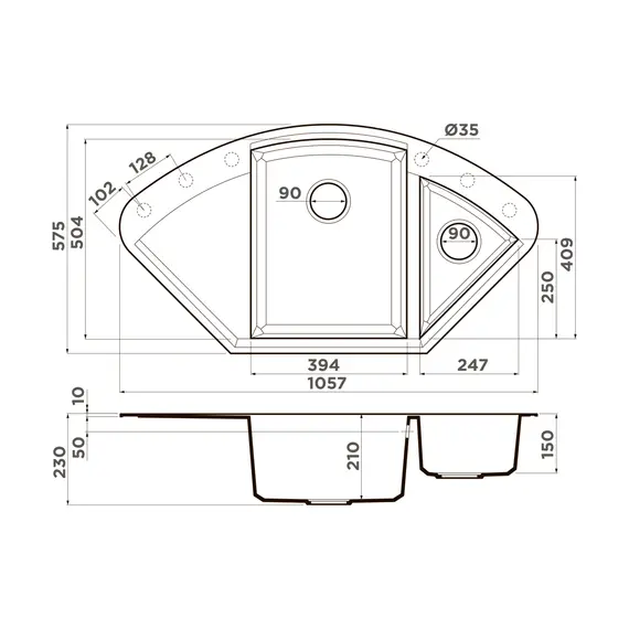 КУХОННАЯ МОЙКА OMOIKIRI SAKAIME 105C-DC TETOGRANIT/ТЕМНЫЙ ШОКОЛАД