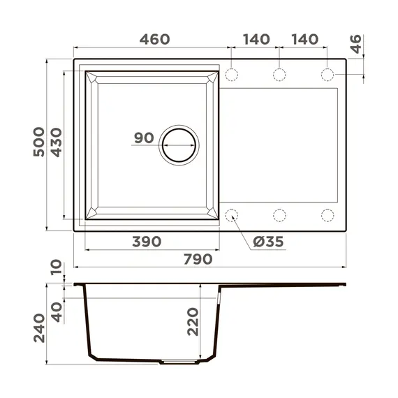 КУХОННАЯ МОЙКА OMOIKIRI SAKAIME 79-PL TETOGRANIT/ПЛАТИНА