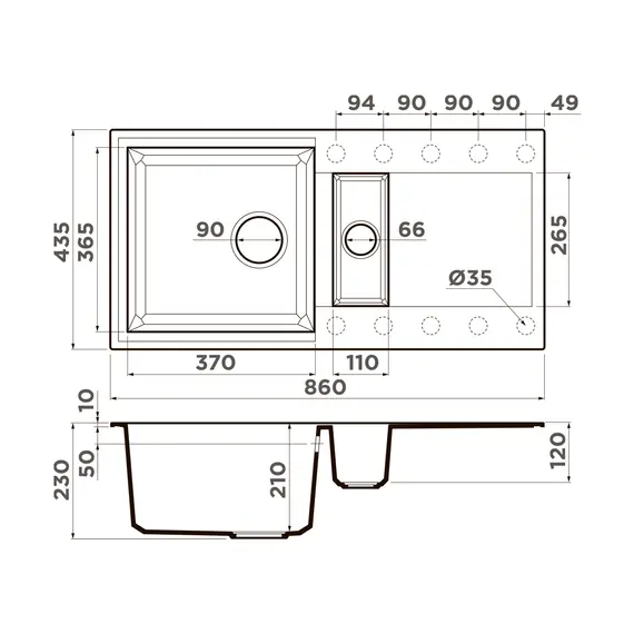 КУХОННАЯ МОЙКА OMOIKIRI SAKAIME 86-2-BE TETOGRANIT/ВАНИЛЬ