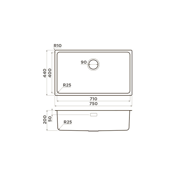 КУХОННАЯ МОЙКА OMOIKIRI TADZAVA 75-U/I-IN НЕРЖ.СТАЛЬ/НЕРЖАВЕЮЩАЯ СТАЛЬ
