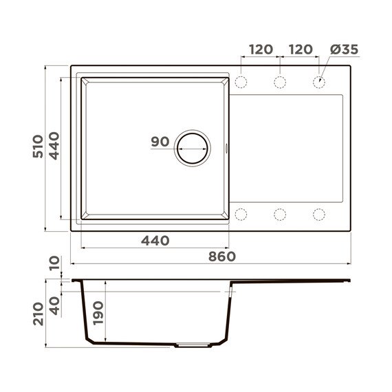 КУХОННАЯ МОЙКА OMOIKIRI DAISEN 86-SA ARTGRANIT/БЕЖЕВЫЙ