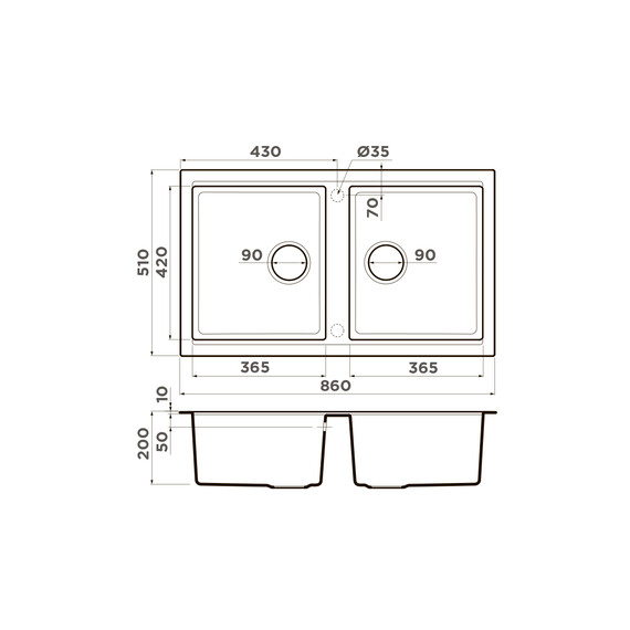 КУХОННАЯ МОЙКА OMOIKIRI TEDORI 86-2-DC TETOGRANIT/ТЕМНЫЙ ШОКОЛАД
