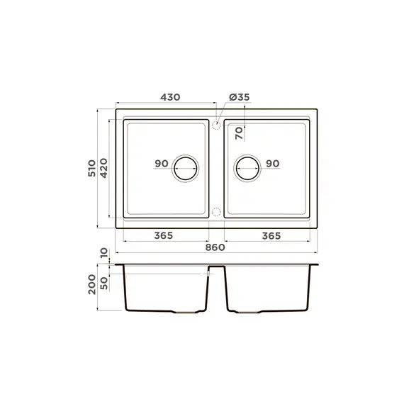 КУХОННАЯ МОЙКА OMOIKIRI TEDORI 86-2-WH TETOGRANIT/БЕЛЫЙ