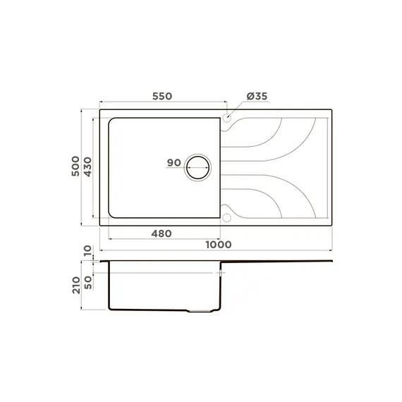 КУХОННАЯ МОЙКА OMOIKIRI YASUGATA 100-BL TETOGRANIT/ЧЕРНЫЙ
