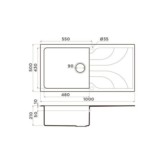 КУХОННАЯ МОЙКА OMOIKIRI YASUGATA-100-WH TETOGRANIT/БЕЛЫЙ