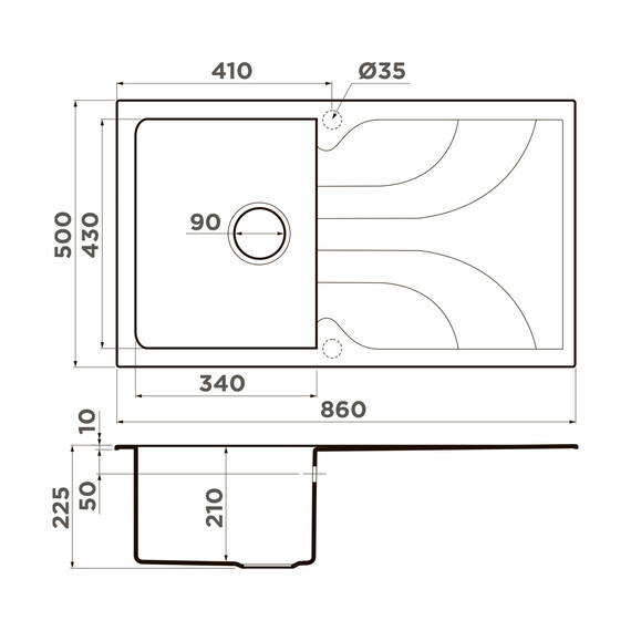 КУХОННАЯ МОЙКА OMOIKIRI YASUGATA 86-CH TETOGRANIT/ШАМПАНЬ