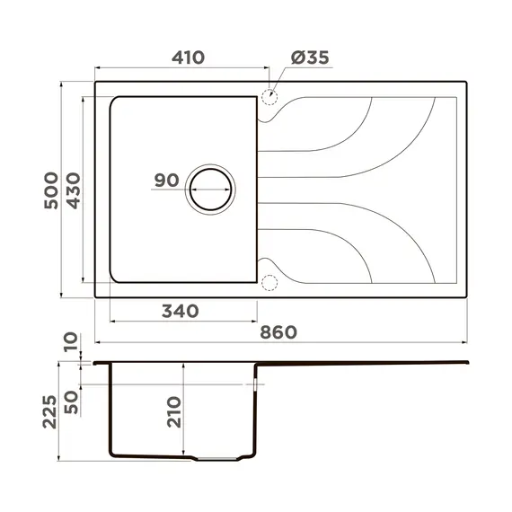 КУХОННАЯ МОЙКА OMOIKIRI YASUGATA 86-CH TETOGRANIT/ШАМПАНЬ