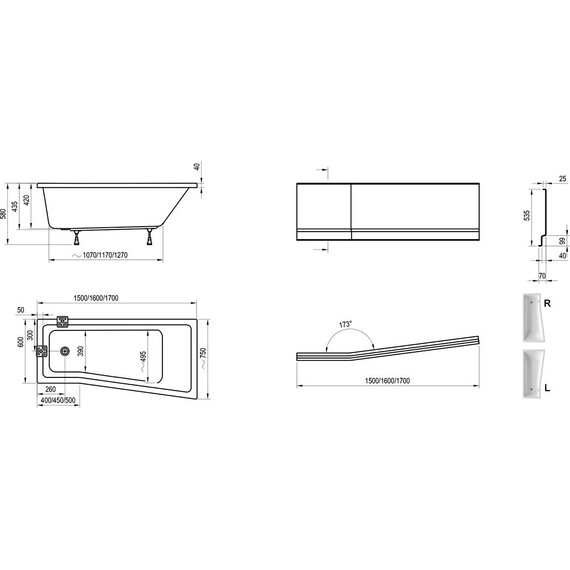 АКРИЛОВАЯ ВАННА RAVAK BEHAPPY II 160Х75 R