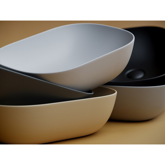 УМЫВАЛЬНИК ЧАША НАКЛАДНАЯ ПРЯМОУГОЛЬНАЯ CERAMICA NOVA ELEMENT 455X325X135 ММ АНТРАЦИТ МАТОВЫЙ