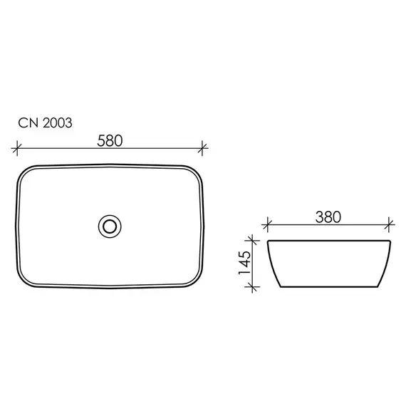 УМЫВАЛЬНИК ЧАША CERAMICA NOVA FORM НАКЛАДНАЯ ПРЯМОУГОЛЬНАЯ 580X380X145 ММ