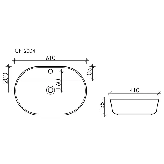УМЫВАЛЬНИК НАКЛАДНОЙ CERAMICA NOVA MODO 610X450X135 ММ