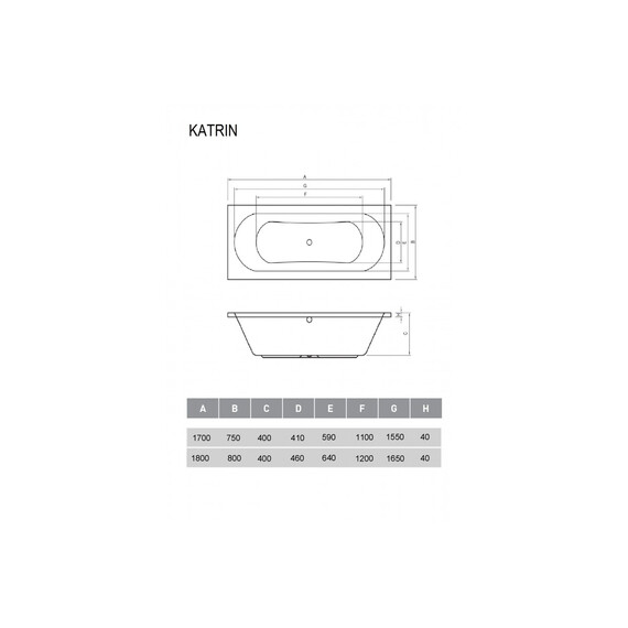 ВАННА АКРИЛОВАЯ RELISAN KATRIN 170Х75