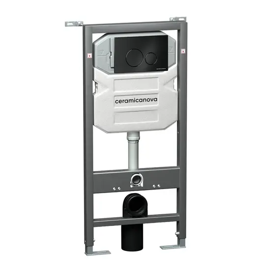 СИСТЕМА ИНСТАЛЛЯЦИИ ДЛЯ УНИТАЗОВ CERAMICA NOVA ENVISION С КНОПКОЙ СМЫВА ROUND ЦВЕТ ЧЁРНЫЙ МАТОВЫЙ И КРЕПЛЕНИЯМИ