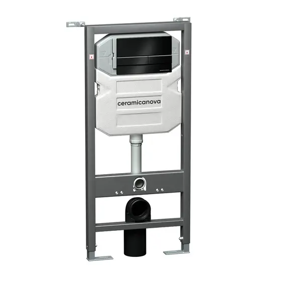 СИСТЕМА ИНСТАЛЛЯЦИИ ДЛЯ УНИТАЗОВ CERAMICA NOVA ENVISION С КНОПКОЙ СМЫВА FLAT ЦВЕТ ЧЕРНЫЙ МАТОВЫЙ, КРЕПЛЕНИЯМИ