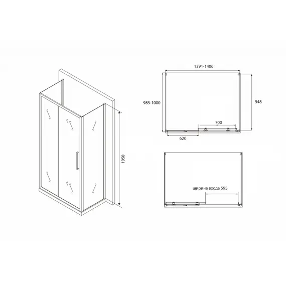 ДУШЕВОЙ УГОЛОК ABBER SCHWARZER DIAMANT AG30140BH-S100B-S100B