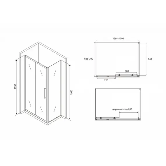 ДУШЕВОЙ УГОЛОК ABBER SCHWARZER DIAMANT AG30160BH-S70B