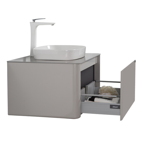 ТУМБА С РАКОВИНОЙ BLACK & WHITE U915.800 BLUM МЕТАЛЛИЧЕСКИЙ ЯЩИК И КЕРАМОГРАНИТ РАКОВИНА 80X49.5X40