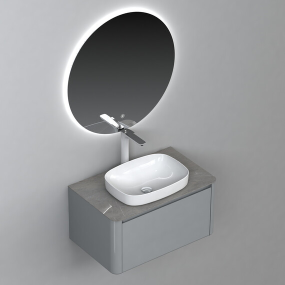 ТУМБА С РАКОВИНОЙ BLACK & WHITE U915.800 BLUM МЕТАЛЛИЧЕСКИЙ ЯЩИК И КЕРАМОГРАНИТ РАКОВИНА 80X49.5X40