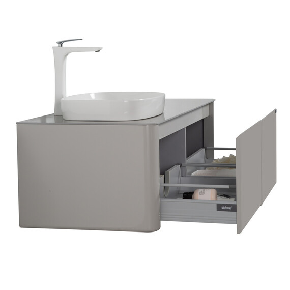 ТУМБА С РАКОВИНОЙ BLACK & WHITE U915.1200L BLUM МЕТАЛЛИЧЕСКИЙ ЯЩИК И КЕРАМОГРАНИТ РАКОВИНА 120X54.5X40