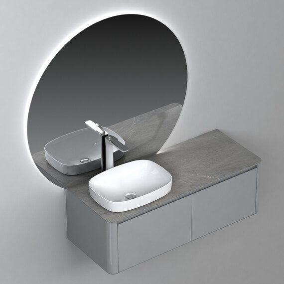 ТУМБА С РАКОВИНОЙ BLACK & WHITE U915.1200L BLUM МЕТАЛЛИЧЕСКИЙ ЯЩИК И КЕРАМОГРАНИТ РАКОВИНА 120X54.5X40