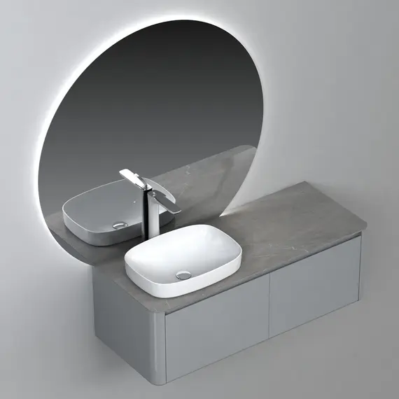 ТУМБА С РАКОВИНОЙ BLACK & WHITE U915.1200L BLUM МЕТАЛЛИЧЕСКИЙ ЯЩИК И КЕРАМОГРАНИТ РАКОВИНА 120X54.5X40