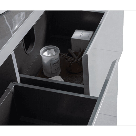 ТУМБА С РАКОВИНОЙ BLACK & WHITE U915.1600R BLUM МЕТАЛЛИЧЕСКИЙ ЯЩИК И КЕРАМОГРАНИТ РАКОВИНА 159.4X54.5X40