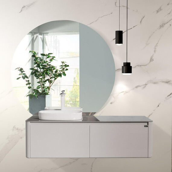 ТУМБА С РАКОВИНОЙ BLACK & WHITE U915.1400L BLUM МЕТАЛЛИЧЕСКИЙ ЯЩИКИ И КЕРАМОГРАНИТ РАКОВИНА 140X54.5X40