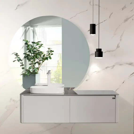 ТУМБА С РАКОВИНОЙ BLACK & WHITE U915.1400L BLUM МЕТАЛЛИЧЕСКИЙ ЯЩИКИ И КЕРАМОГРАНИТ РАКОВИНА 140X54.5X40