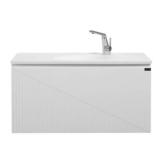 ТУМБА С РАКОВИНОЙ BLACK & WHITE U918.900-2 GLOSSY WHITE, BLUM НАПРАВЛЯЮЩИЕ И КВАРЦЕВАЯ РАКОВИНА 90X52X45