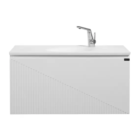 ТУМБА С РАКОВИНОЙ BLACK & WHITE U918.900-2 GLOSSY WHITE, BLUM НАПРАВЛЯЮЩИЕ И КВАРЦЕВАЯ РАКОВИНА 90X52X45