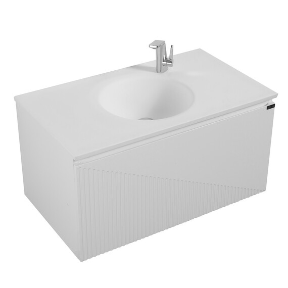 ТУМБА С РАКОВИНОЙ BLACK & WHITE U918.900-2 GLOSSY WHITE, BLUM НАПРАВЛЯЮЩИЕ И КВАРЦЕВАЯ РАКОВИНА 90X52X45