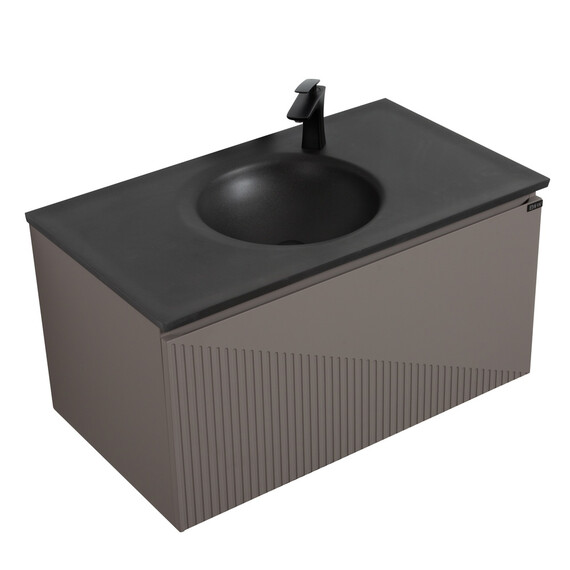 ТУМБА С РАКОВИНОЙ BLACK & WHITE U918.900-3 MISTY GREY, BLUM НАПРАВЛЯЮЩИЕ И КВАРЦЕВАЯ РАКОВИНА 90X52X45