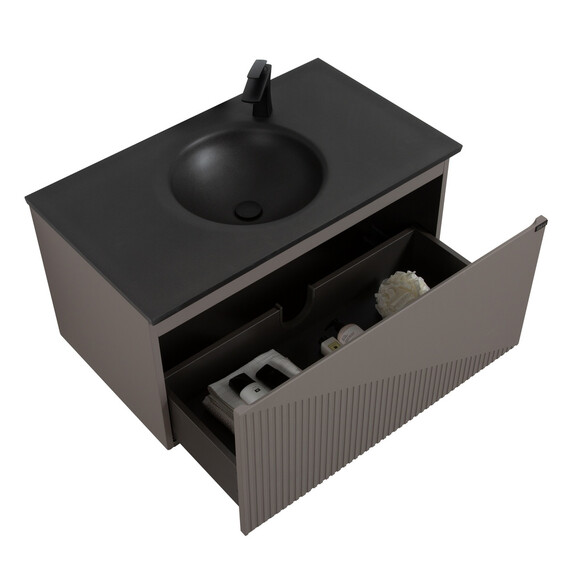 ТУМБА С РАКОВИНОЙ BLACK & WHITE U918.900-3 MISTY GREY, BLUM НАПРАВЛЯЮЩИЕ И КВАРЦЕВАЯ РАКОВИНА 90X52X45